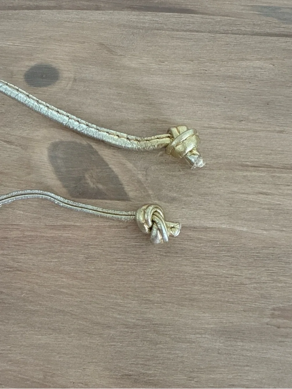 Genuine Leather Gold Metallic Skinny Belt Or Waist Accessory With Beads